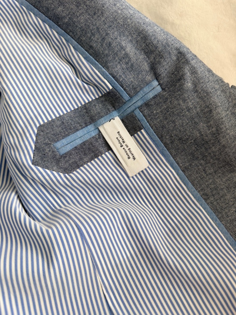 J. Crew Chambray Regent Light Blue Ruffle-Trim Single-Button Blazer 100% Cotton - Picture 6 of 8